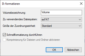 USB-Stick für NAS Auf “exFAT” formatieren